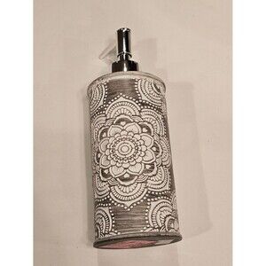 BINO Decorative Gray & White Floral Soap Dispenser